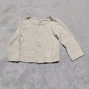 Carter's 9M Striped Long Sleeve Full Snap Cardigan Pockets Neutral Classic